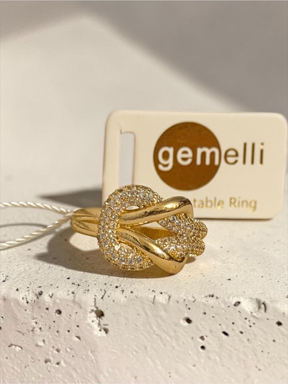 NWT Gemelli Jewelry Gold Love Knot Adjustable Ring